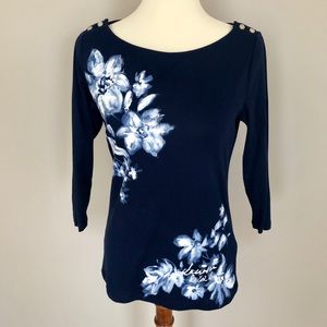 Lauren Ralph Lauren Navy Floral Top